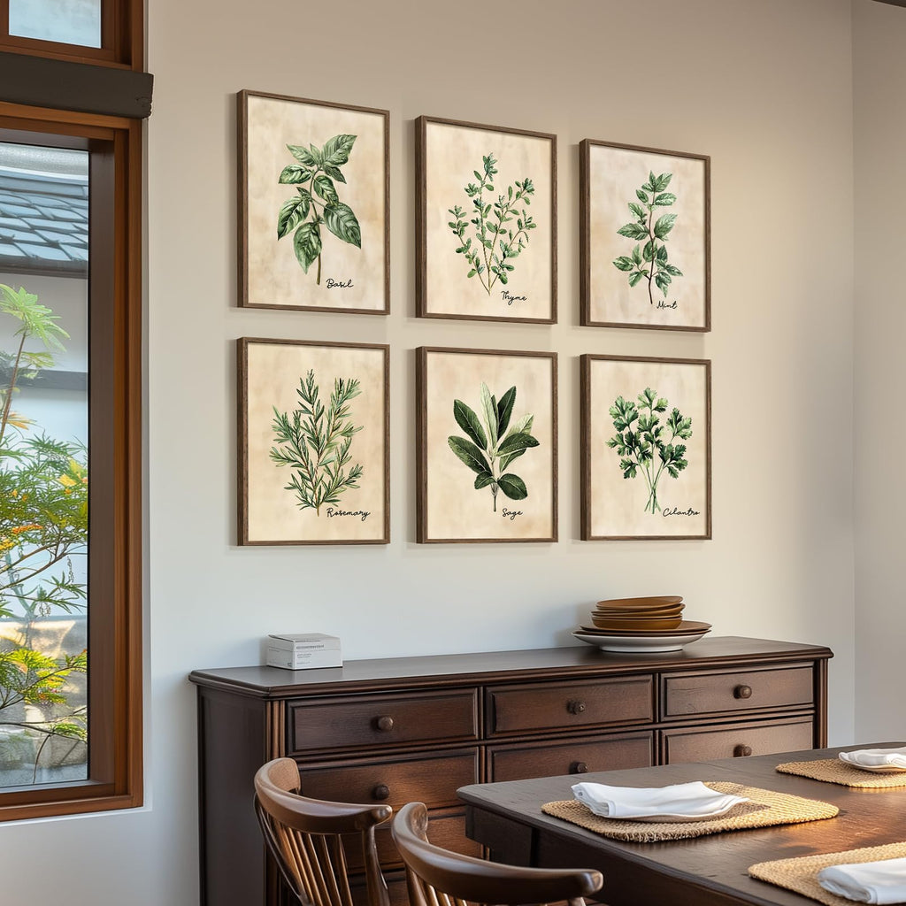 Framed Rustic Sage Green Botanical Wall Art, 6 Piece 11x14 In