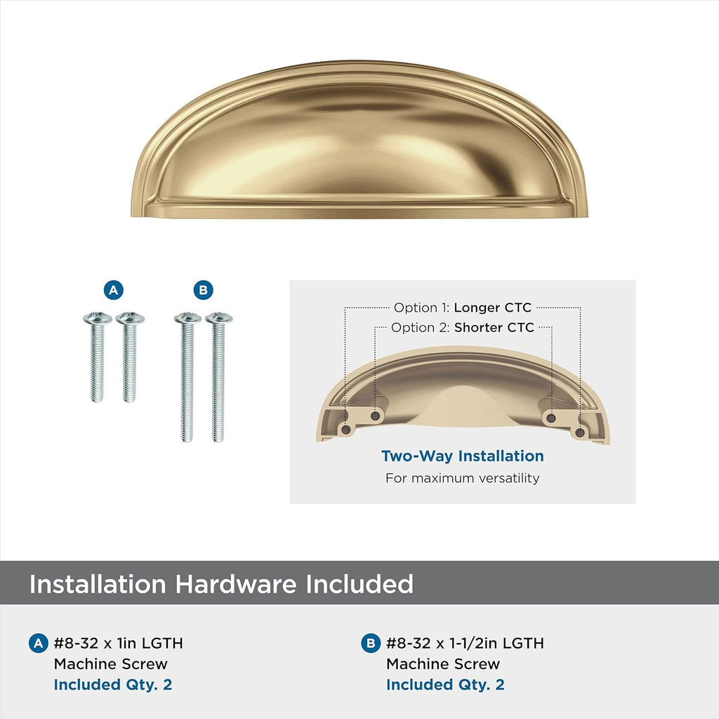 | Cabinet Cup Pull | Champagne Bronze | 3 inch or 4 inch (76 mm or 102 mm) Center-to-Center Drawer Pull | Ashby |