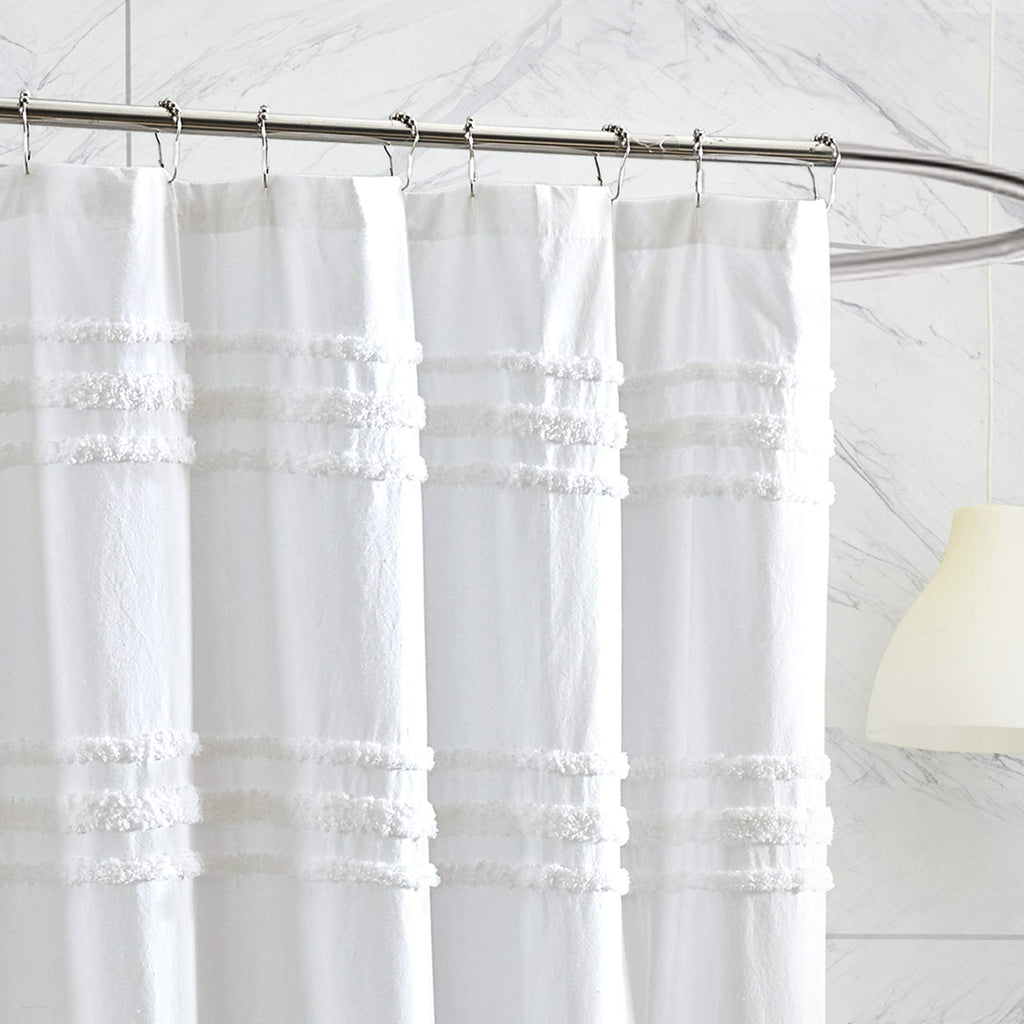 Chenille Stripe - 100% Cotton - 72" x 72" - White