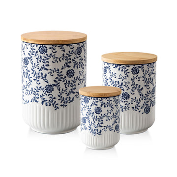 3 Pcs 74/36/18 oz Ceramic Canisters Sets