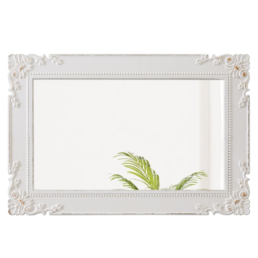 Antique White Bathroom Mirror 24 x 36 Inch, Distressed Gold