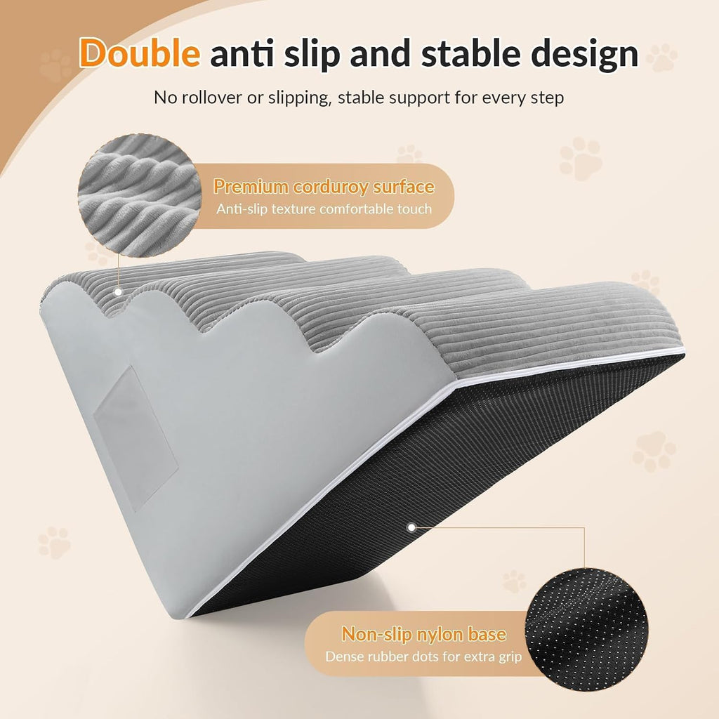 Dog Stairs for Bed Up to 24" H, Extra Height 22.8" 4-Step Pet Steps for Small Dogs and Cats, Non-Slip Sturdy Dog Ramp