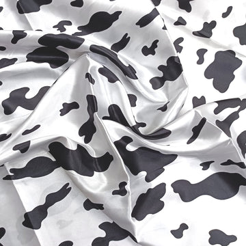 Satin Black and White Cow Print Fabric for Craft and Decoration 2yards