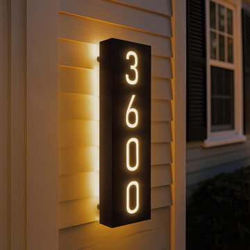 Custom LED House Numbers, Thickened Backlit Metal Address Plaque for Exterior, Waterproof Modern Light-up Signs &