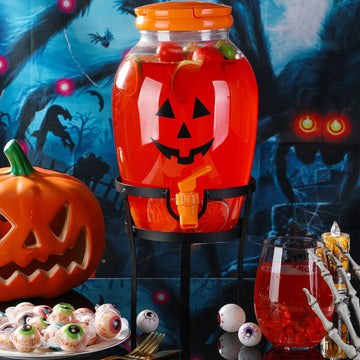 1 Gallon Halloween Drink Dispenser with Steel Stand and Lid, Grimace