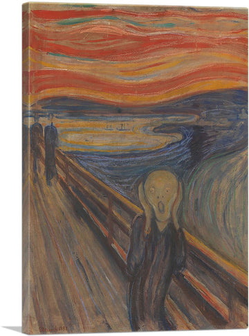 The Scream 1893 Canvas Art Print Stretched Framed Painting Picture Poster Giclee Wall Decor by Edvard Munch - 12" x