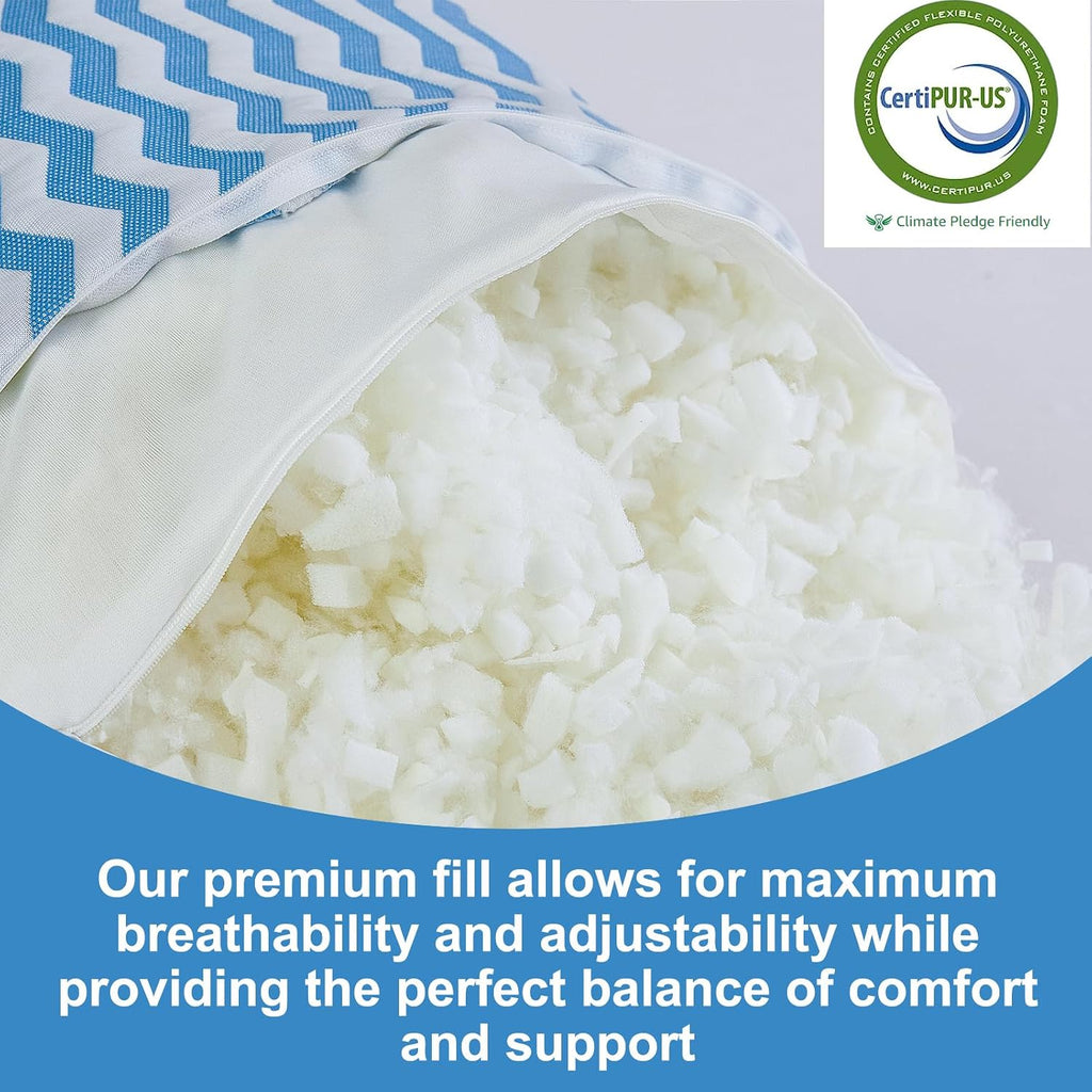 Pillows Queen Size Set of 2- Adjustable Firm Shredded Memory Foam Pillows - Side Sleeper Bed Pillows for Adults with