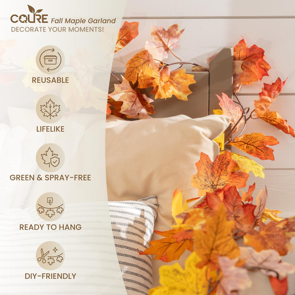 36 Pack Fall Leaf Garland, Total212.4Ft Artificial Fall Vines Autumn Garland Fall Maple Leaves Thanksgiving Decor