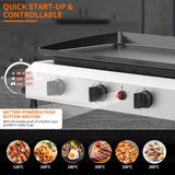 4-Burner Outdoor Propane Gas Griddle, 40,000 BTU Flat Top Grill with Side Shelves for Camping and Backyard