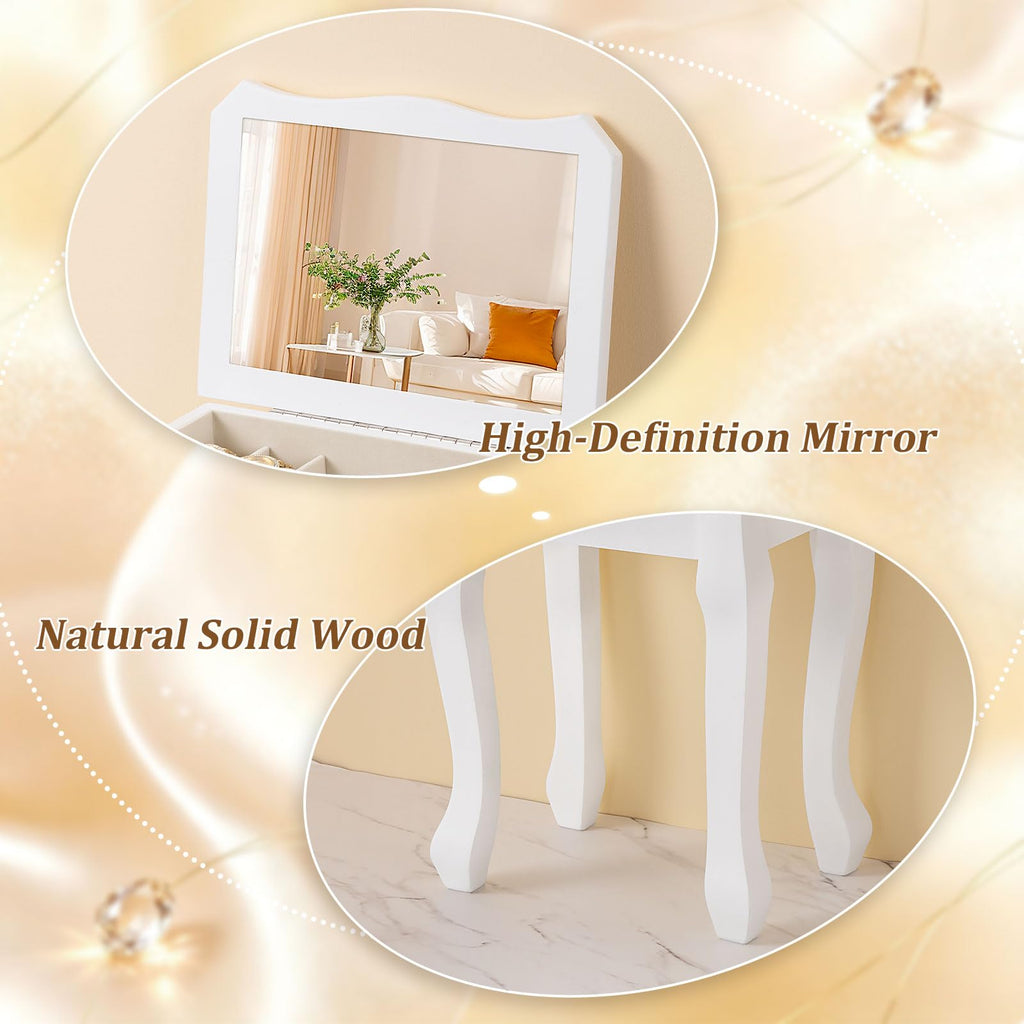 Standing Jewelry Armoire Cabinet, Large Standing Jewelry Organizer Box with Top Flip Mirror, 7 Drawers & 2 Side