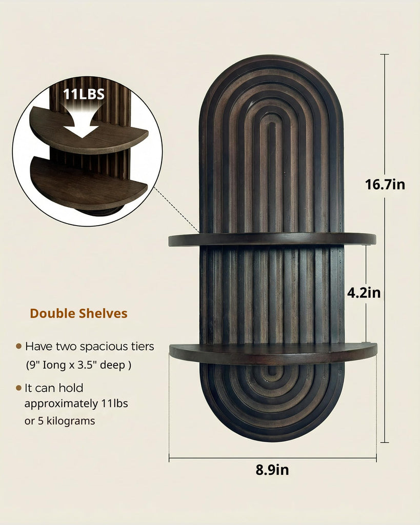 Boho Wall Decor Plant Wall Shelf Wood Plant Holder Walnut 2PCS