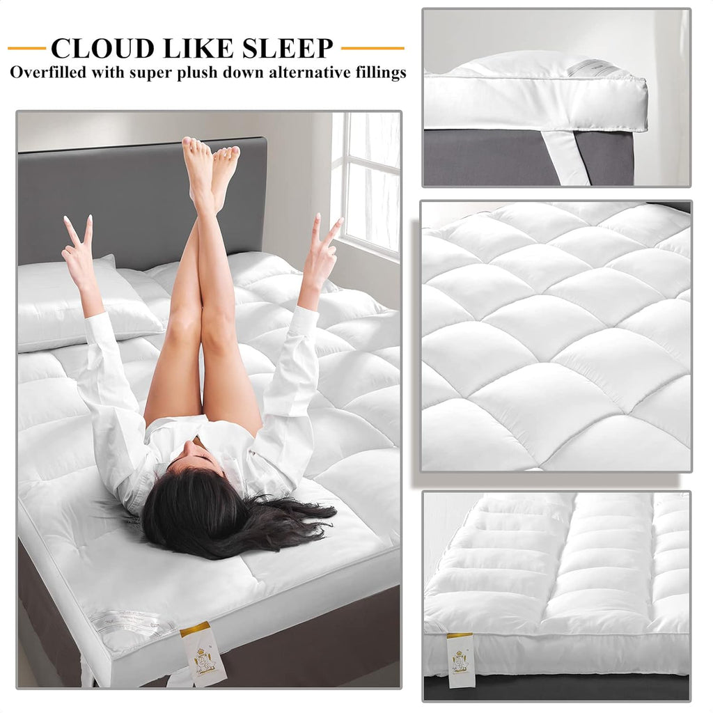 1400 GSM King Mattress Topper, Extra Thick Cooling Pillow Top Plush Pad | Breathable, Washable, Ultra soft, Hot