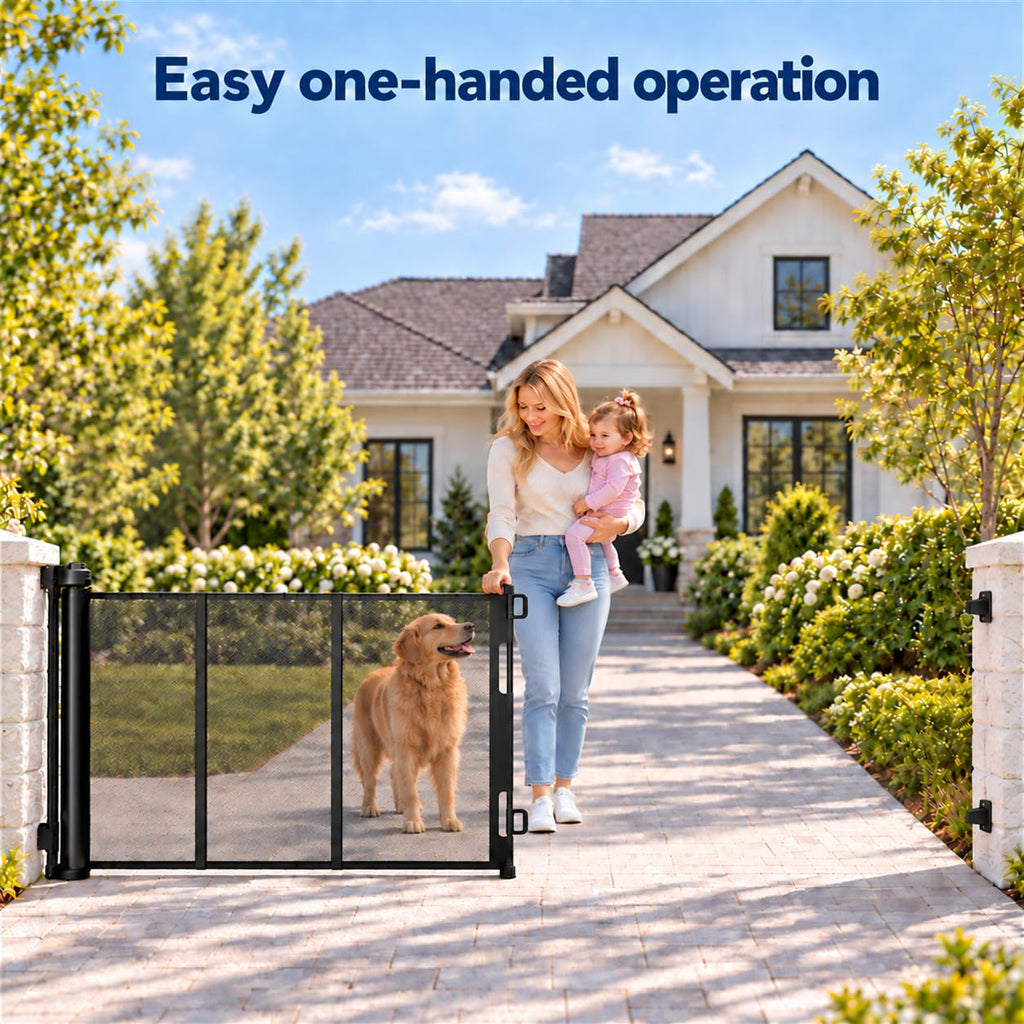 200" Extra Wide Retractable Baby Gate, 42" Tall Dog Gate for Stairs
