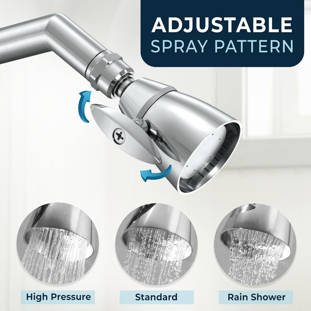 Solid Metal 2 Inch High Pressure Shower Heads - CHROME - 2.5 GPM Shower Heads High Pressure