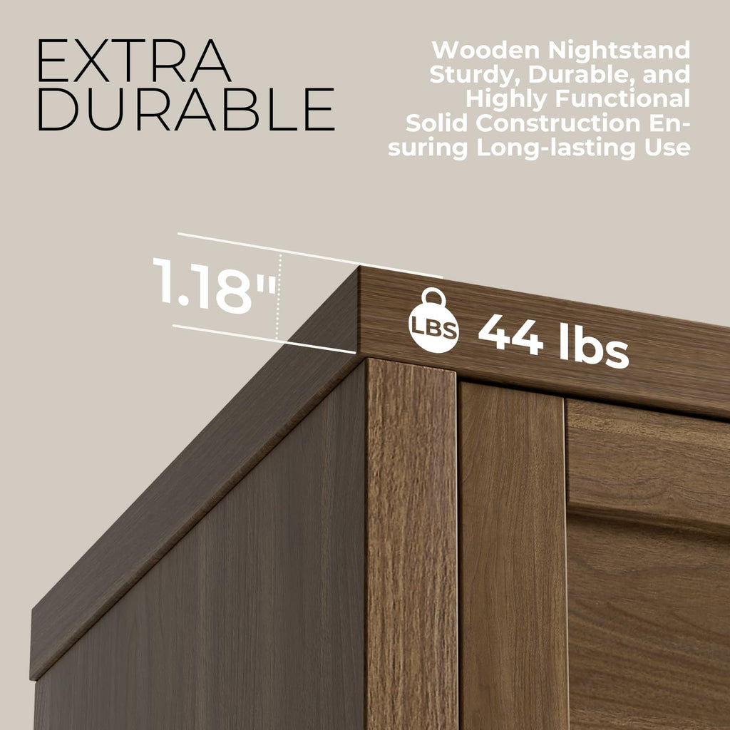 Nightstands Set of 2, Boho Bedside Table, Special Walnut