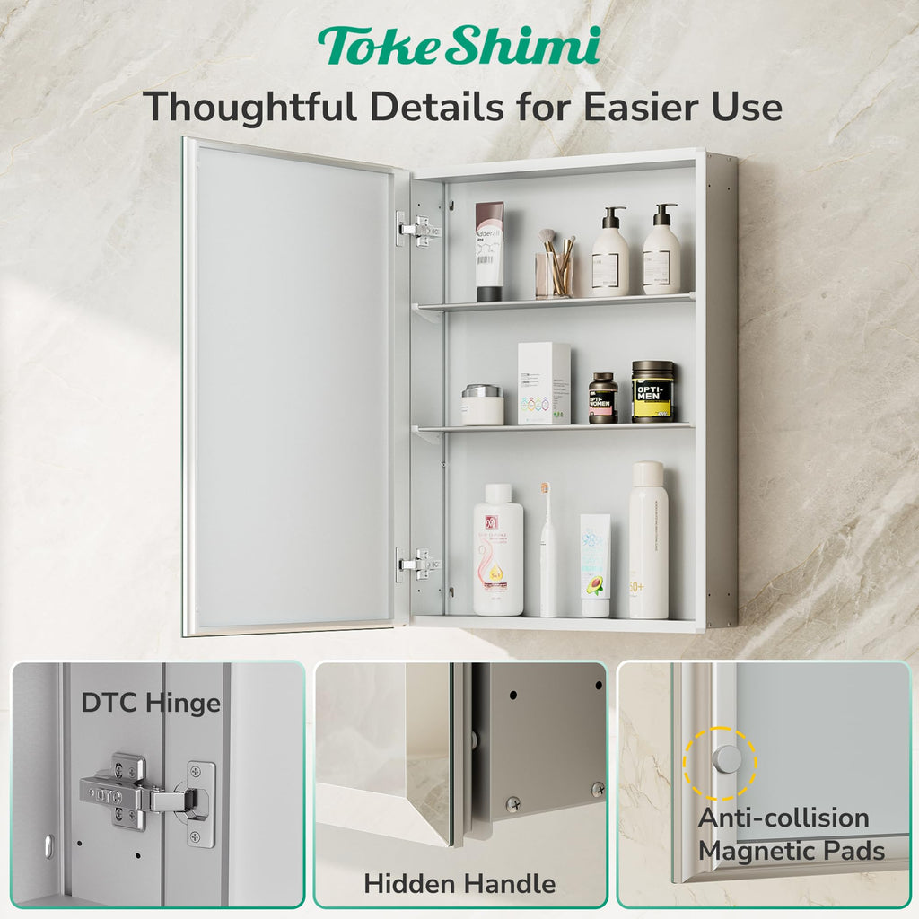 40 x 32 Medicine Cabinet Mirror, Assembly Required, Recessed Medicine Cabinet with Mirror, Aluminum Frame, DTC