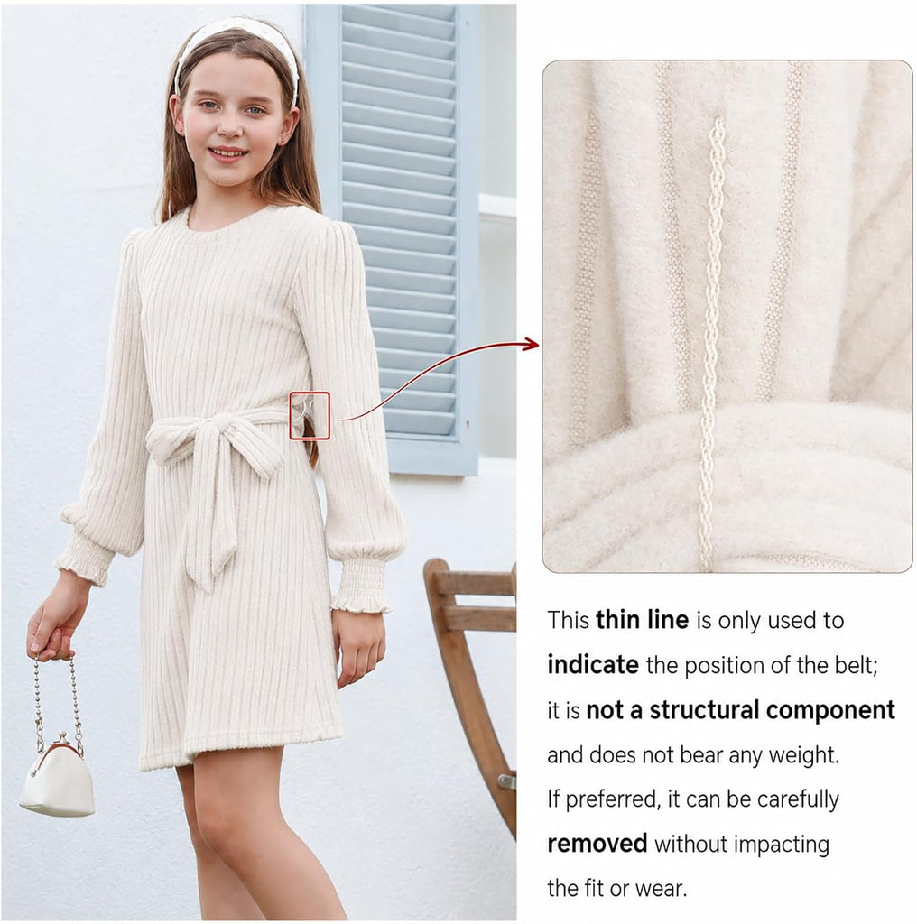 Girls Fall Sweater Dress Kids Long Sleeve Knit Dresses