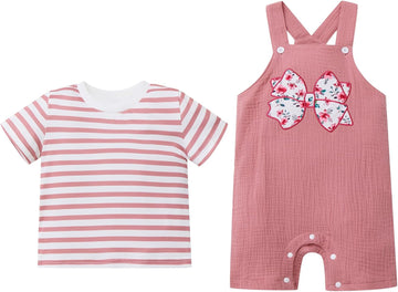 Baby Boys Tee and Shortall Set, Baby Boys Bodysuit Summer Clothes