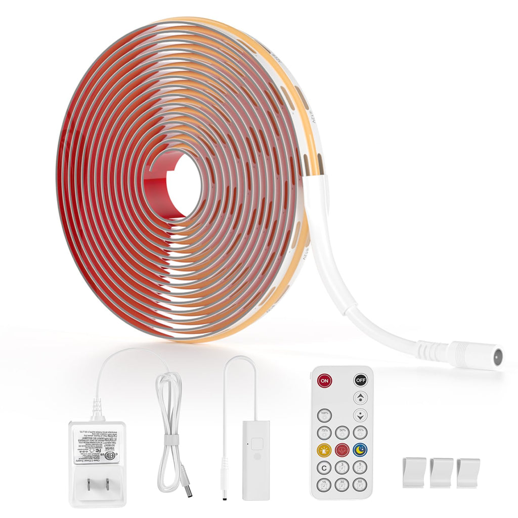 9.8ft COB LED Strip, Dimmable Under Cabinet Lighting with RF Remote