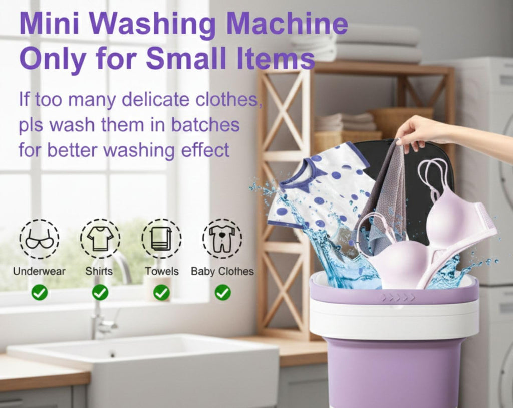 Portable Electric Foldable Mini Washing Machine 16L - Touch Digital Control for Baby Clothes, Underwear, Camping, RV