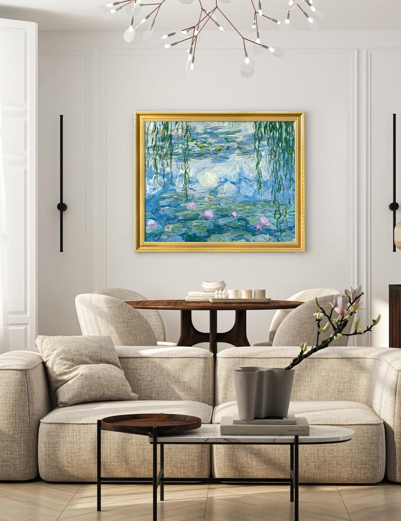 Claude Monet Wall Art Framed, Water Lilies, 35x28''