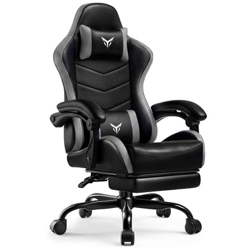 Gaming Chair, Comfy Computer Chair w/Footrest for Adults, Gray