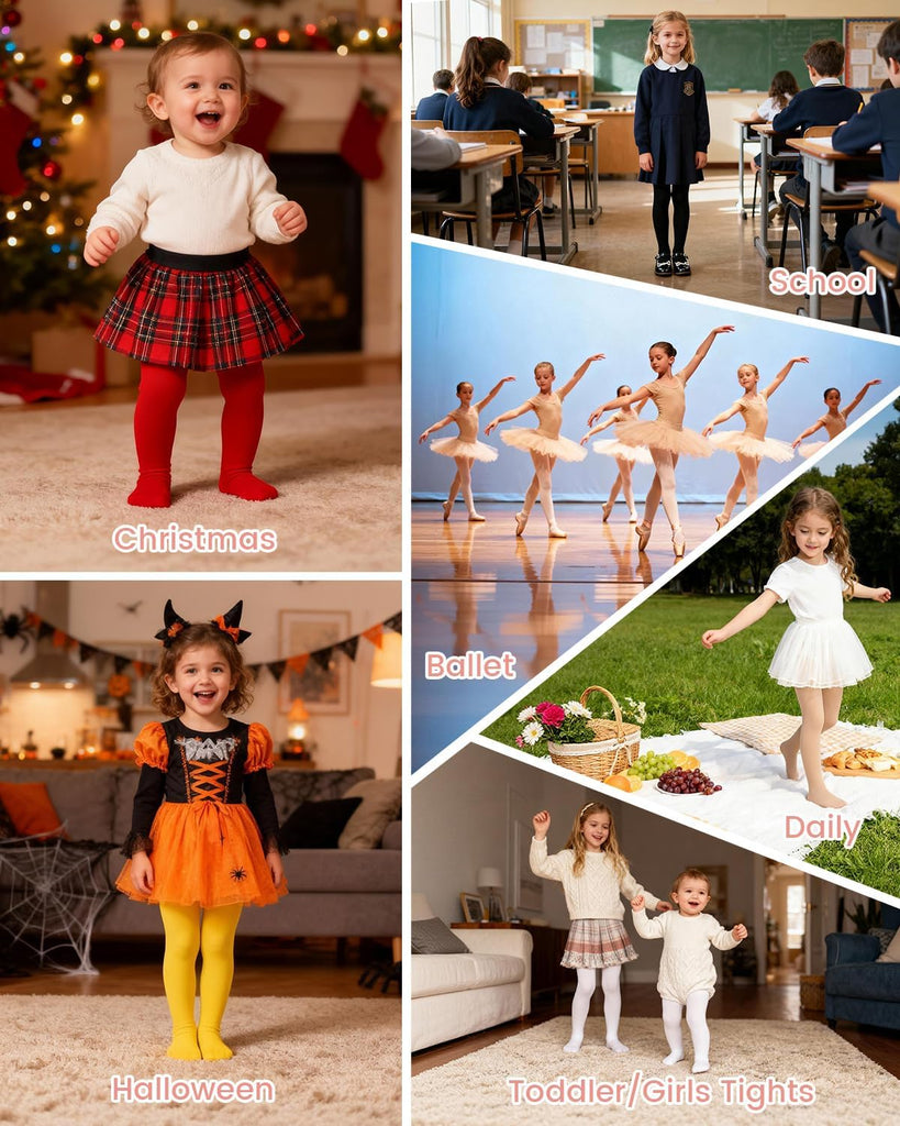6 Pairs Girls Ballet Dance Tights Footed Stockings