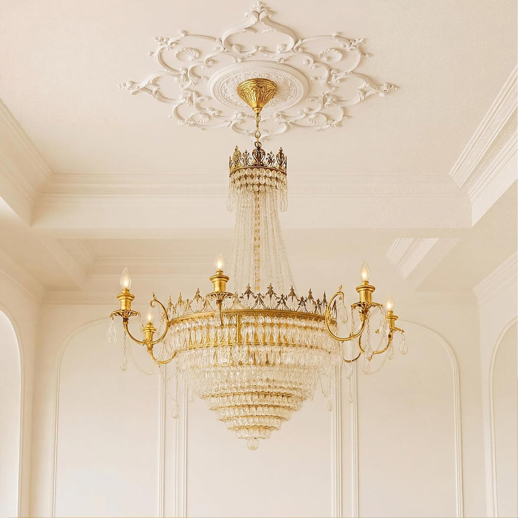 38.6'' Large PU Ceiling Medallion Combination Decorative 2.36'' ID French Style Chandelier Base Ceiling Medallion for