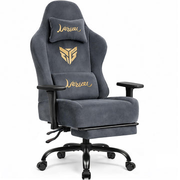 Video Gaming Chair for Adults with Footrest, Ergonomic Computer Chair, Gray