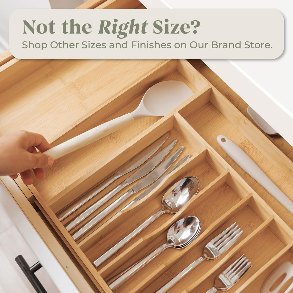 Silverware & Utensil Drawer Organizer, 18.5-33 in, Bamboo