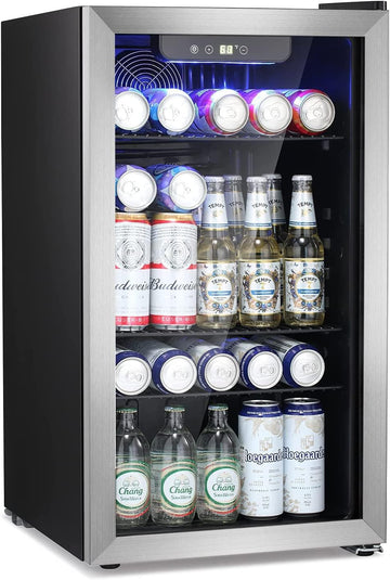 Beverage Refrigerator Cooler -120 Can Mini Fridge Glass Door for Soda Beer or Wi