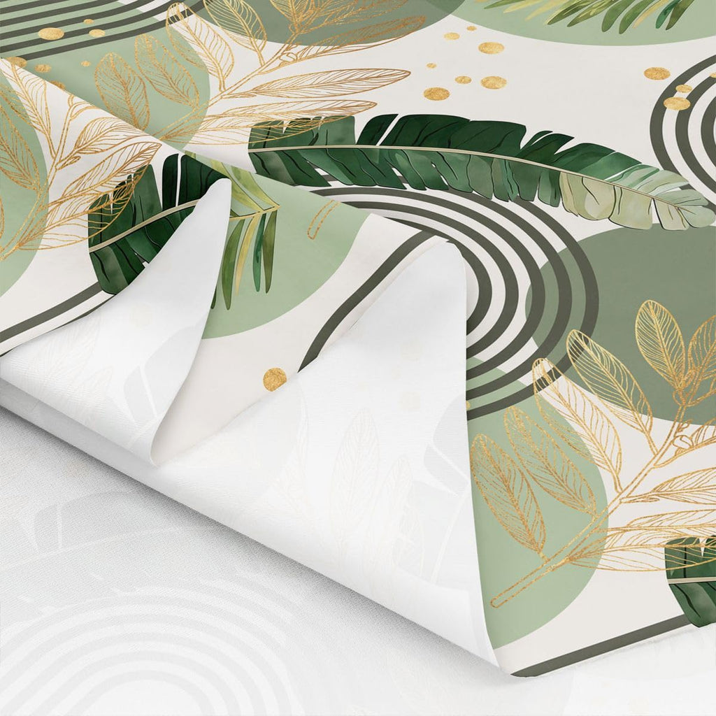 Green and Gold Upholstery Fabric for Chairs Boho Mid Century
