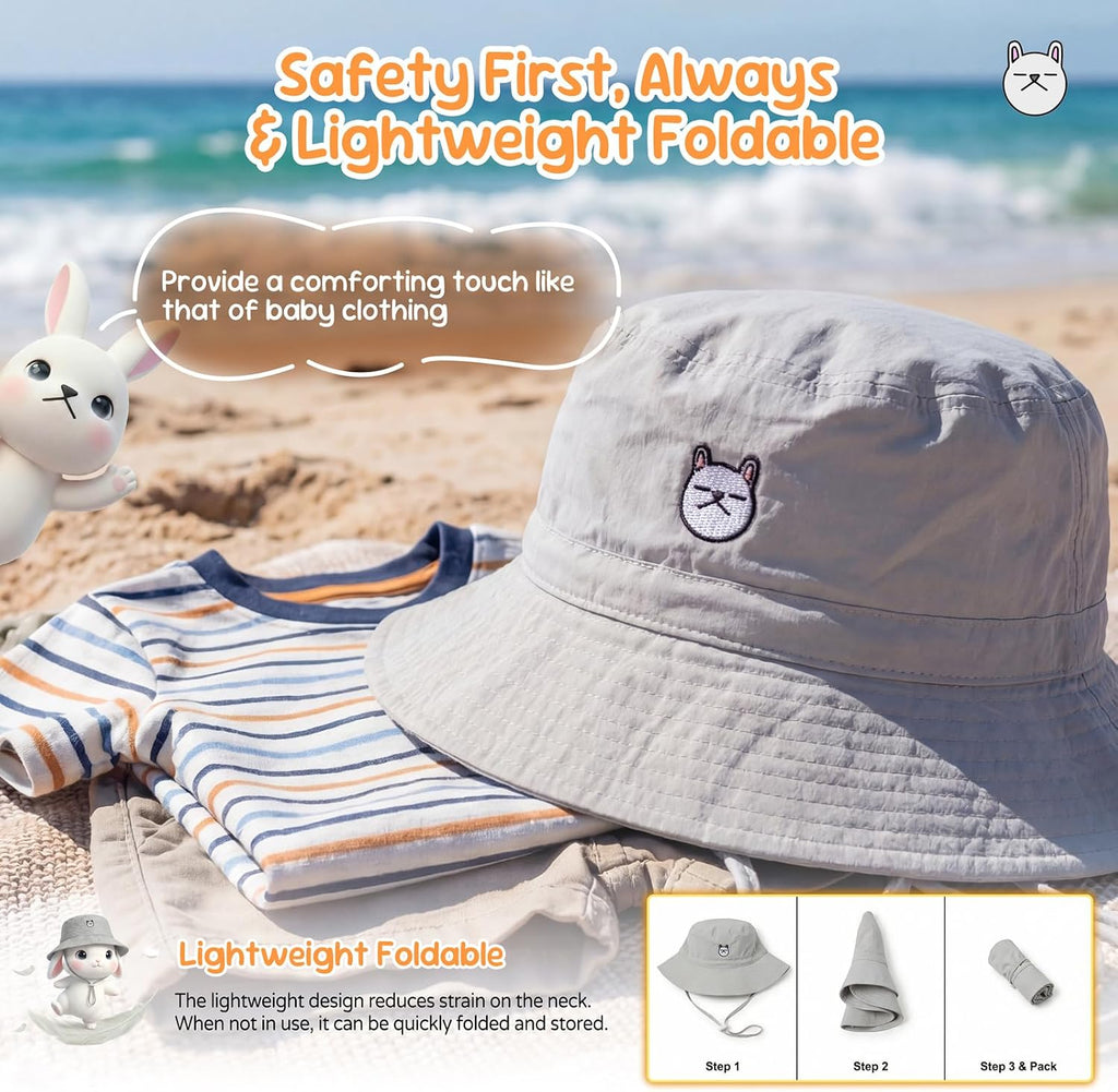 Baby Sun Hat UPF 50+ Animal Pattern Toddler Bucket Hat for Boys Girl