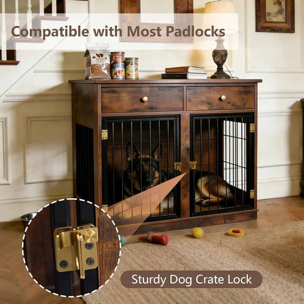 Large Dog Crate, Furniture Dog Crate, 37.4" Black End Table Style Pet Kennel with Quick Setup, Dog Crate Furniture