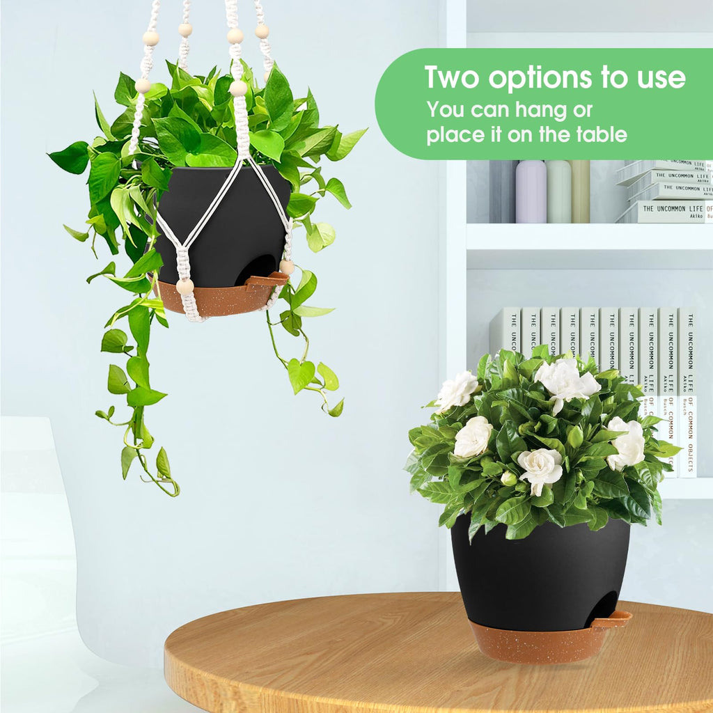 Hanging Planters for Indoor Outdoor Plants, 2 Pack Self Watering Hanging Pots, Hanging Plant Baskets with Drainage