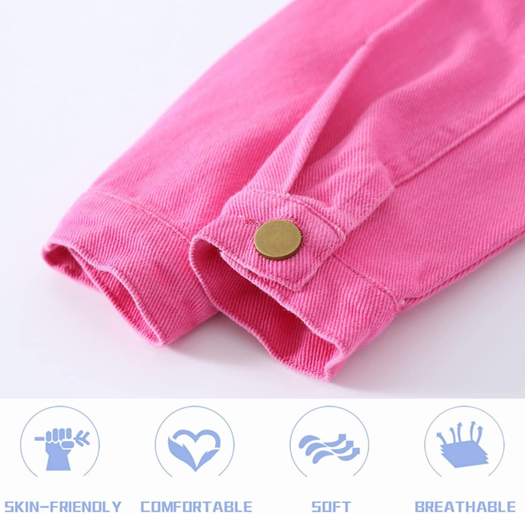 Girls Denim Jacket Classic Jean Coat for Kids & Teens, Casual Outerwear for Spring Fall Lightweight