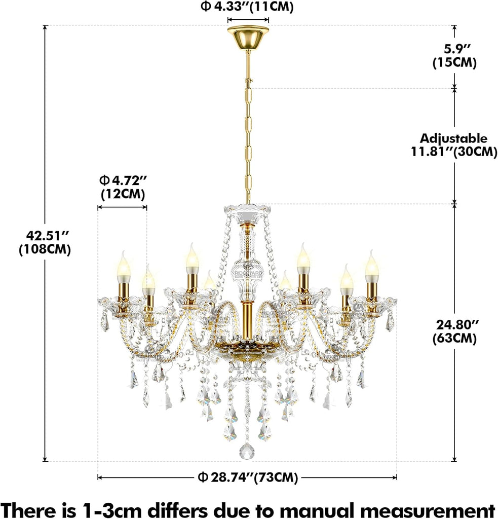 Gold Color Luxurious Candle Crystal Chandelier Modern Chandelier Light Fixture Crystal Pendant Raindrop Chandelier Glass Ceiling Pendant Lamp,10 Lights A110-B0BJ6VWLD1