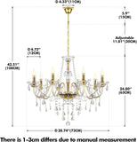 Gold Color Luxurious Candle Crystal Chandelier Modern Chandelier Light Fixture Crystal Pendant Raindrop Chandelier Glass Ceiling Pendant Lamp,10 Lights A110-B0BJ6VWLD1