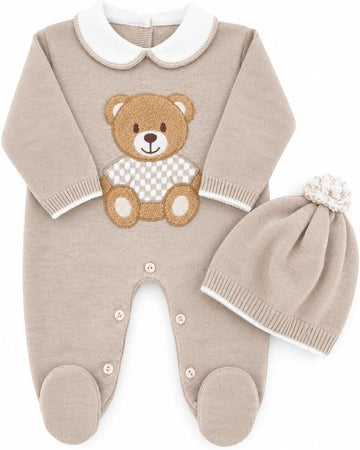 Knit Newborn Boy Camel Cloth Set, Coming Home Infant Knit Outfit 2 pieces