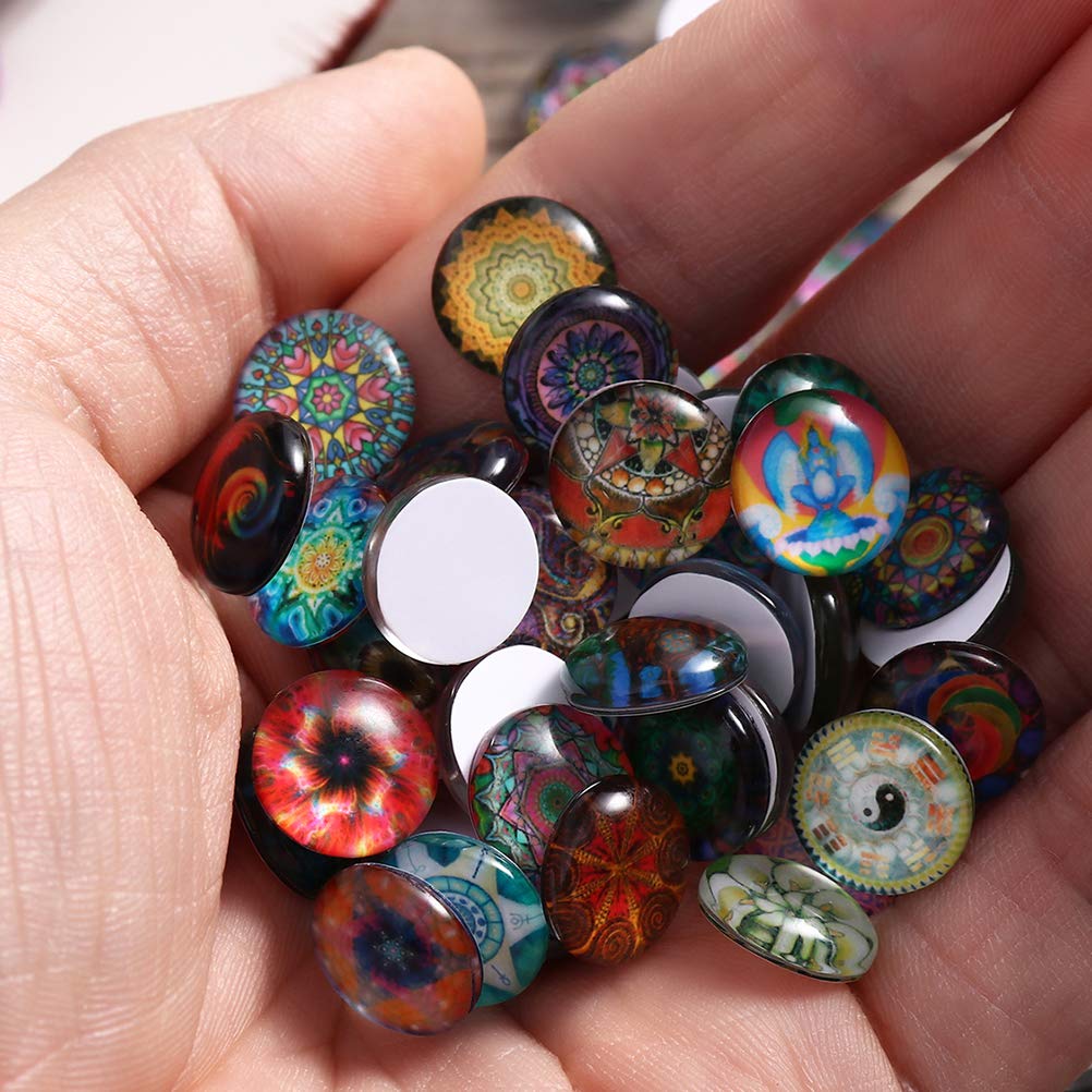 100pcs 12mm Glass Dome cabochon Half Round Flatback Mosaic Tiles for Jewelry Making