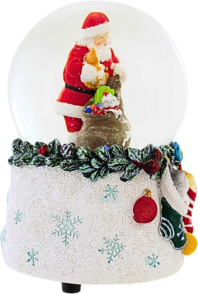 Santa and Kittens Musical Snow Globe - 4.75-Inch Christmas Water Globe with Adorable Cats and Santa Scene, Plays We