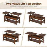 Coffee Table, 47.2" Lift Top with Hidden Compartment, 2 Way Lift Top Coffee Table with Open Shelf & X Wooded Support
