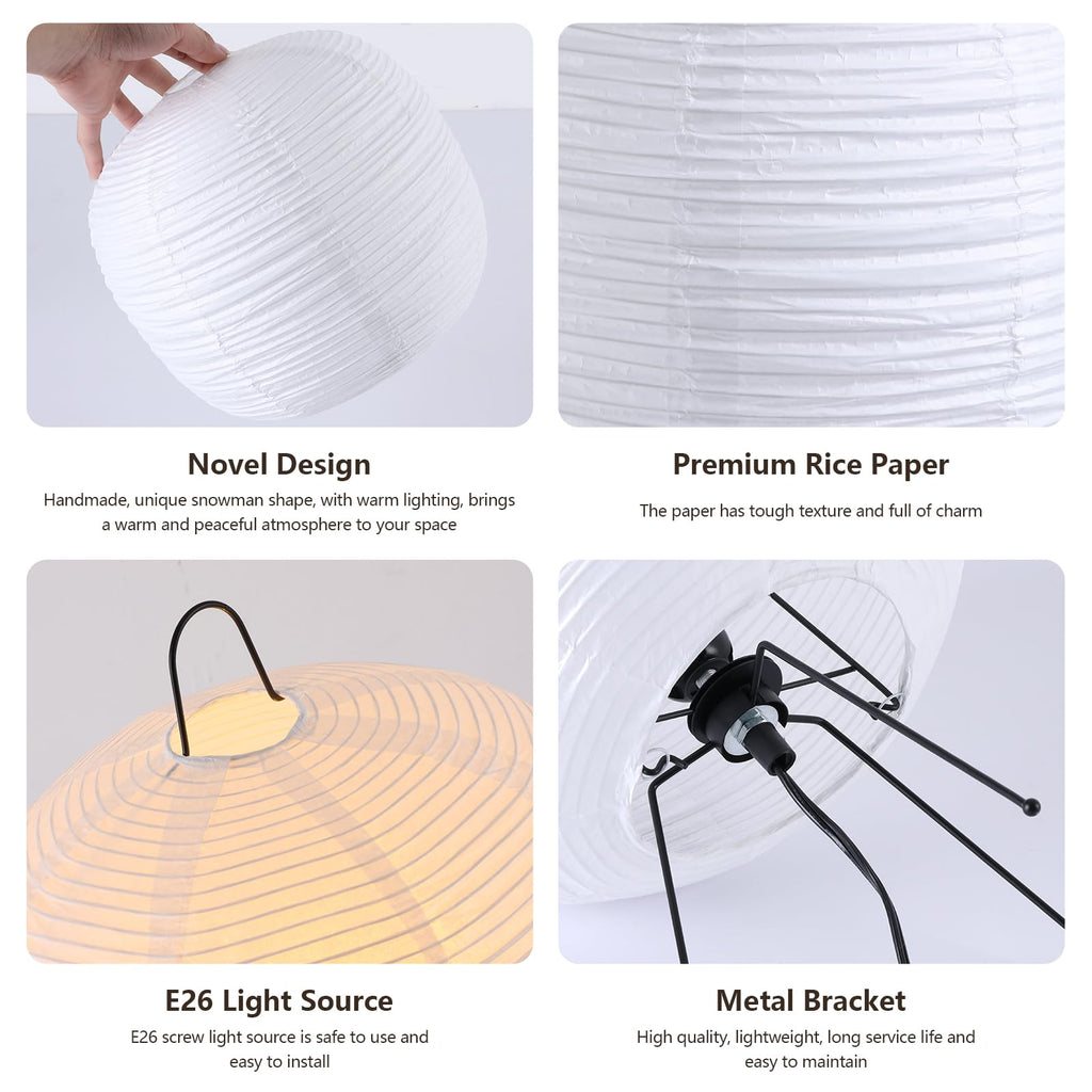 Rice Paper Lamp, Japanese Lantern Lamp for Wabi-Sabi Decor