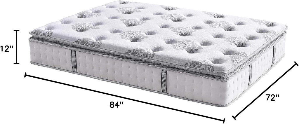 Mercer Memory Foam and Innerspring Hybrid 12 Inch Euro Pillow Top Mattress, Mattress in a Box, California King