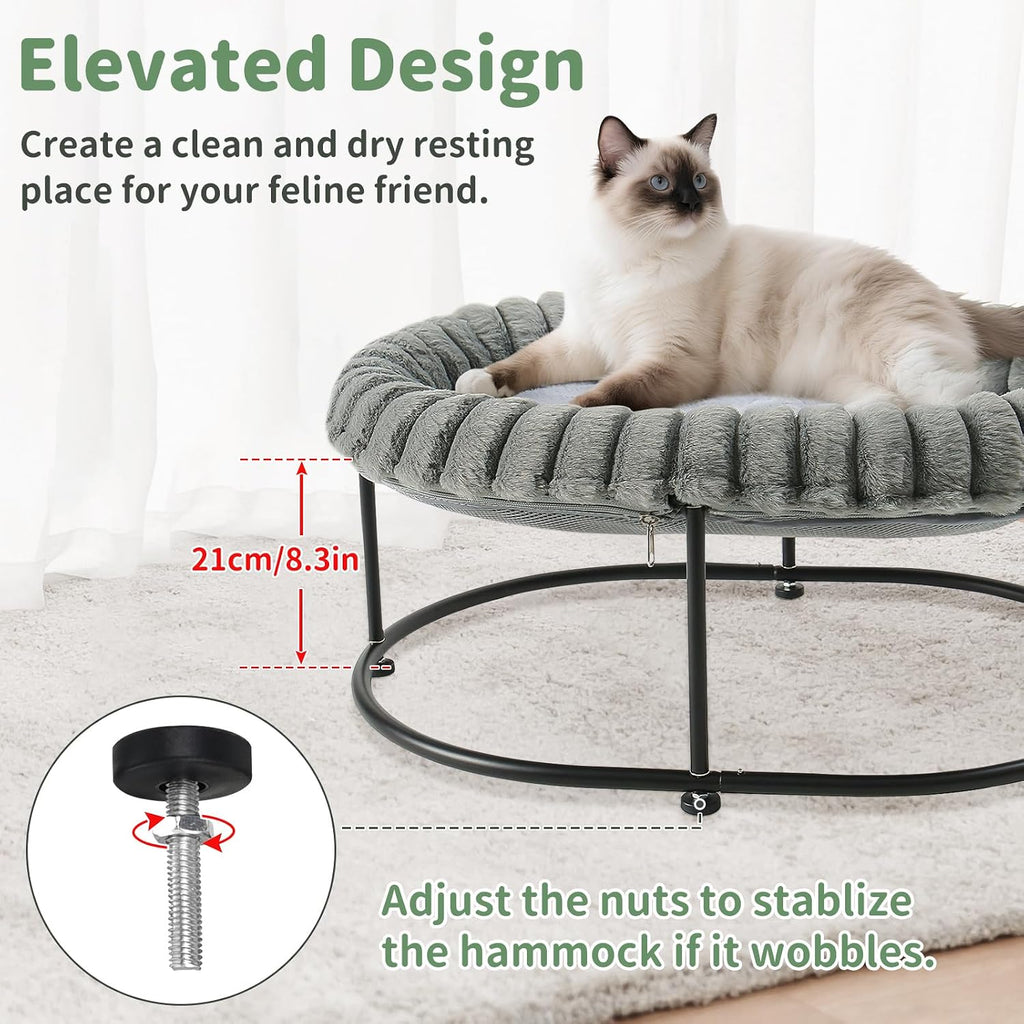 Elevated Cat Bed for Indoor Cats Raised Kitten Hammock Large High Puppy Cot Off Floor Self-Supporting Small Pet Chair