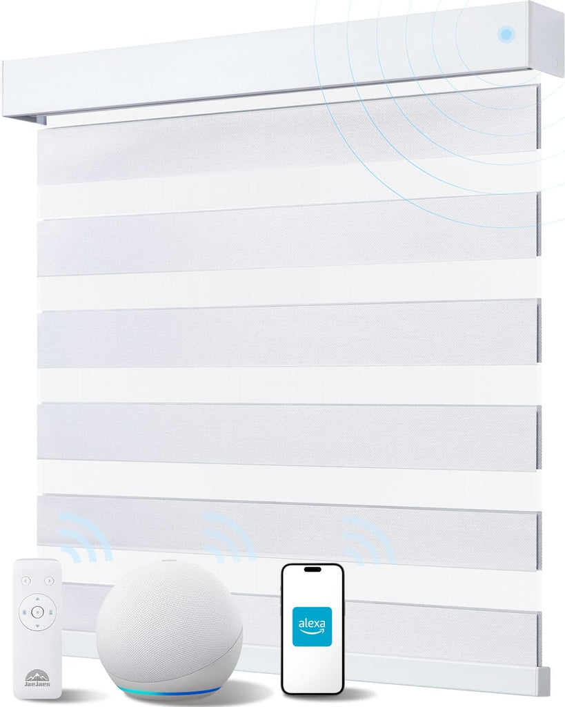 Smart Zebra Blinds for Windows, Alexa Motorized Blinds with  - White