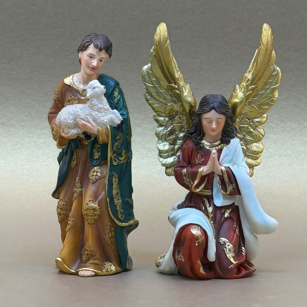 Resin Nativity Figurine Set Indoor Christmas Religious Tabletop Home Decor