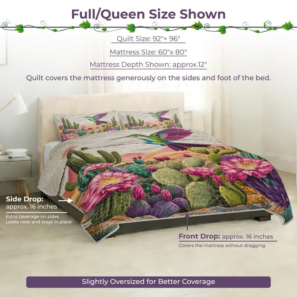 Cactus Hummingbird Quilt Set
