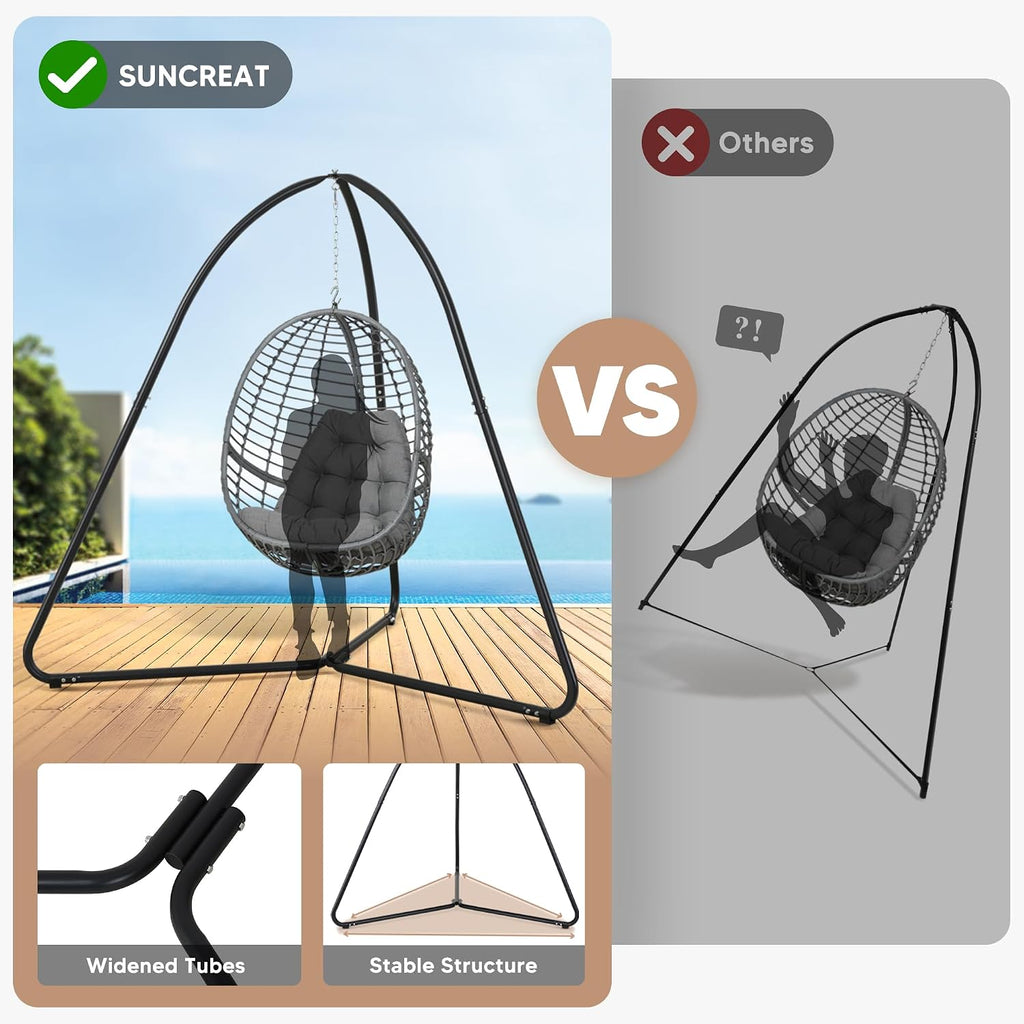 Tripod Hanging Chair Stand - 400lbs Capacity, Heavy Duty Steel, Rust Resistant, Stable Hammock Frame for Air Porch