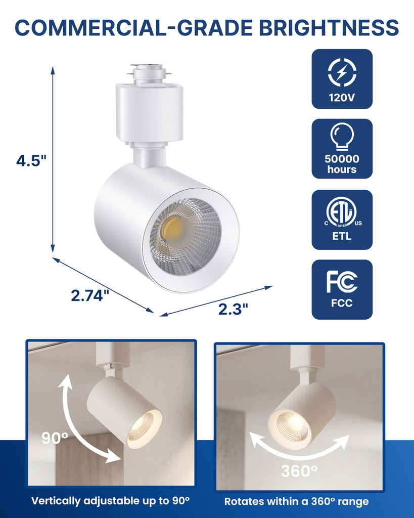 H Type LED Track Lighting Kit, 10W 800LM Dimmable, White